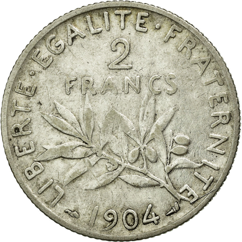 Coin, France, Semeuse, 2 Francs, 1904, EF(40-45), Silver, Gadoury:532