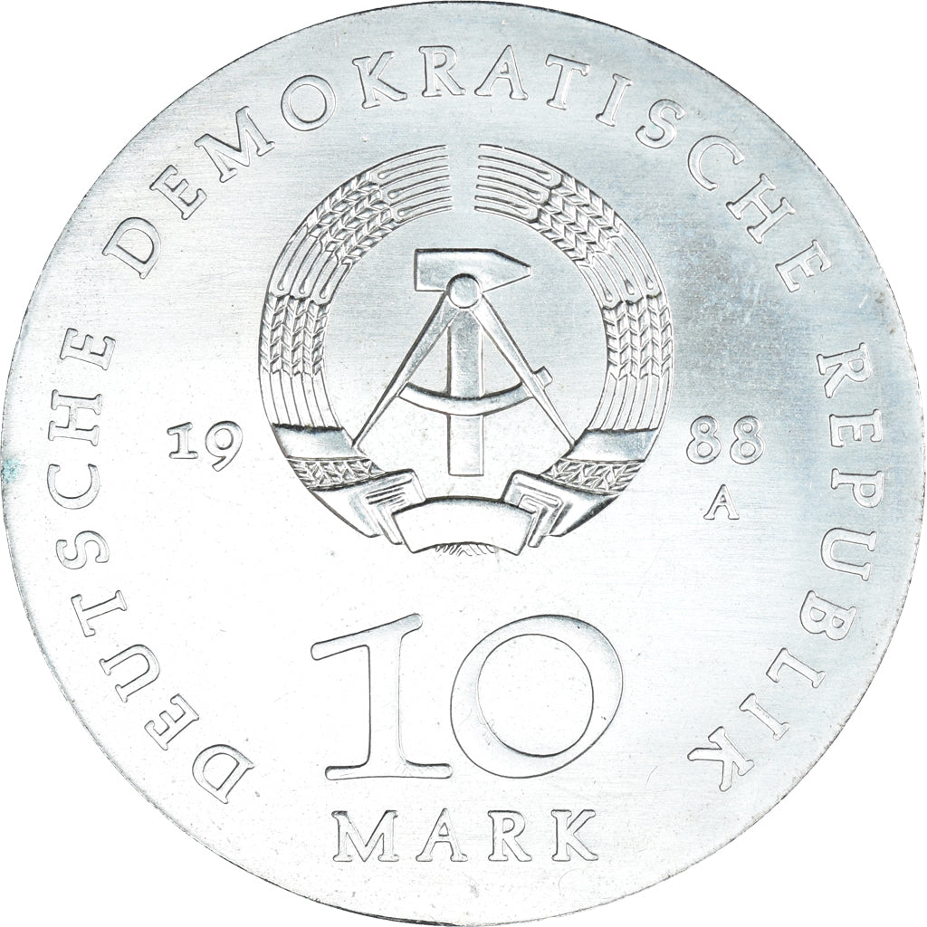 Moneta, REPUBBLICA DEMOCRATICA TEDESCA, 10 Mark, 1988, Berlin, 500th Anniversary