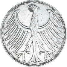 Coin, GERMANY - FEDERAL REPUBLIC, 5 Mark, 1958, Stuttgart, EF(40-45), Silver