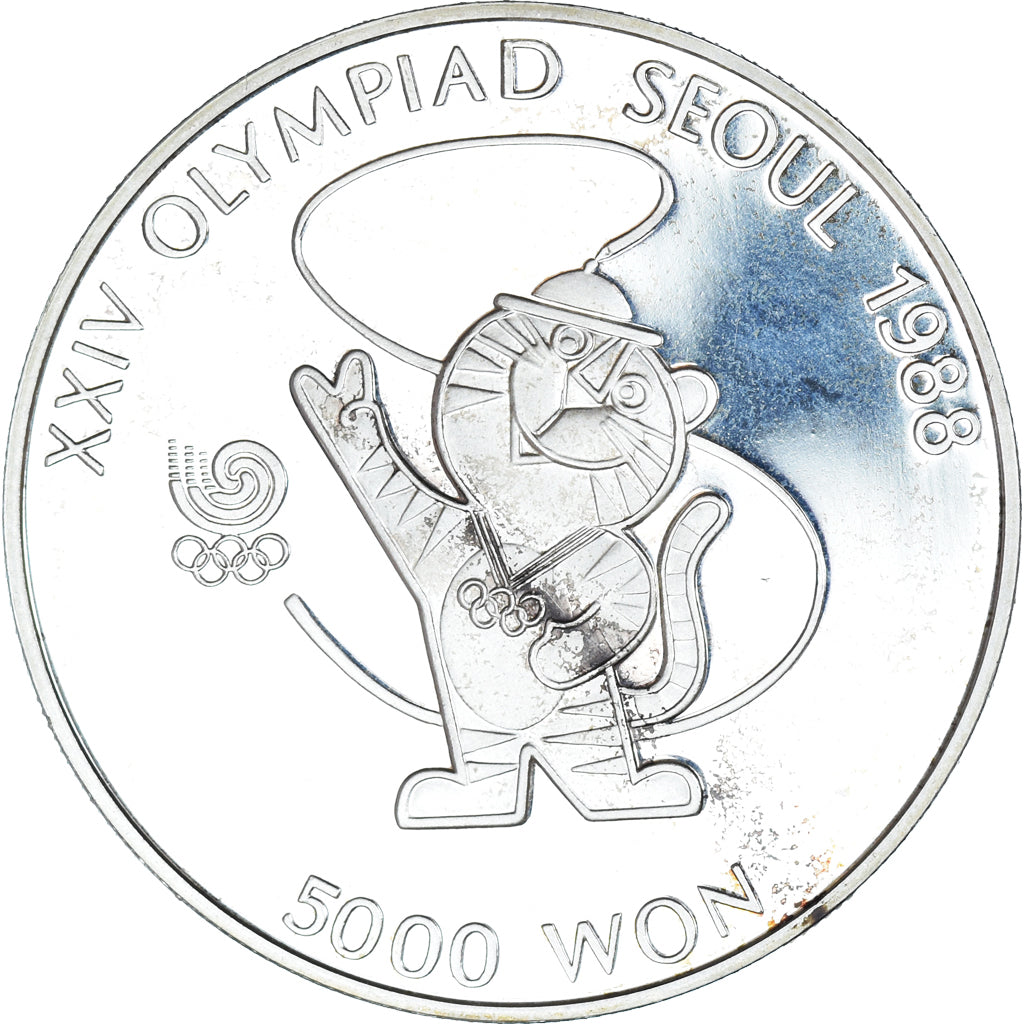 Coin, KOREA-SOUTH, 5000 Won, 1986, jeux olympiques.BE, MS(63), Silver, KM:54