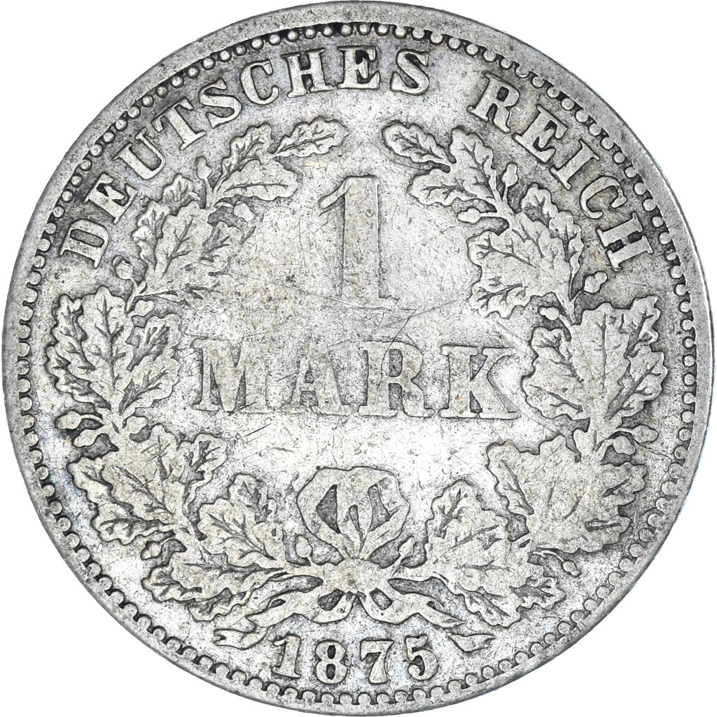 Münze, GERMANY - EMPIRE, Wilhelm I, Mark, 1875, Hambourg, S, Silber, KM:7