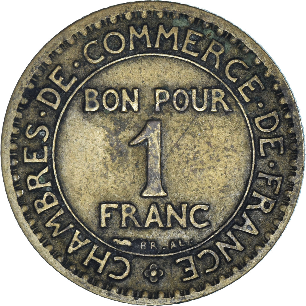 Moneda, Francia, Chambre de commerce, Franc, 1923, Paris, BC+, Aluminio -