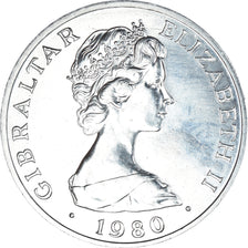 Coin, Gibraltar, Elizabeth II, Crown, 1980, 80th Birthday of Queen Mother.
