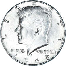 Coin, United States, Kennedy Half Dollar, Half Dollar, 1969, U.S. Mint, Denver