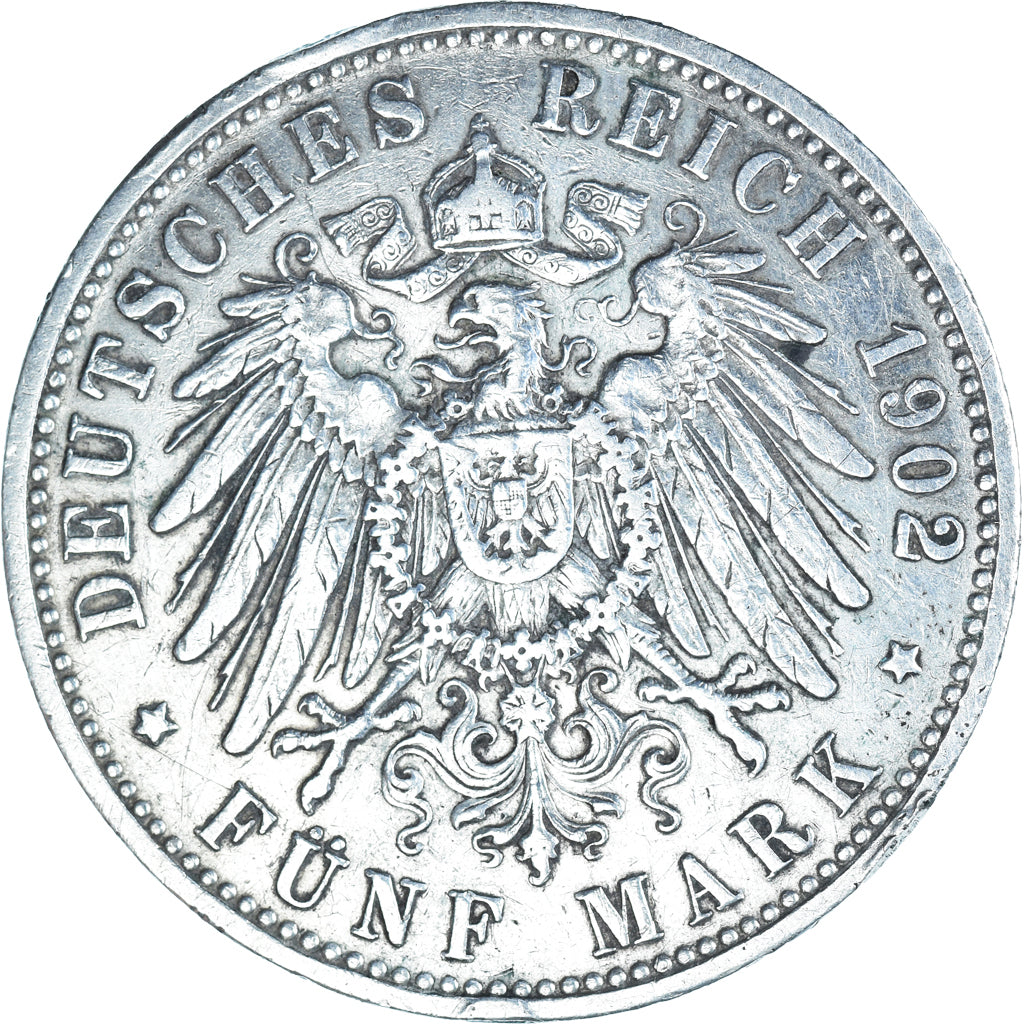 Coin, German States, BAVARIA, Otto, 5 Mark, 1902, Munich, EF(40-45), Silver
