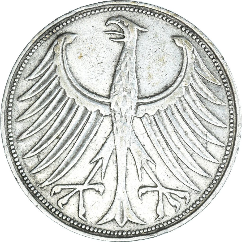 Coin, GERMANY - FEDERAL REPUBLIC, 5 Mark, 1959, Munich, EF(40-45), Silver