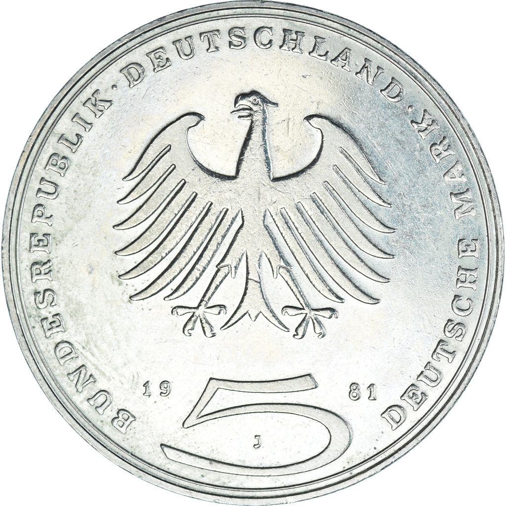 Coin, GERMANY - FEDERAL REPUBLIC, 5 Mark, 1981, Hamburg, Germany, VF(30-35)