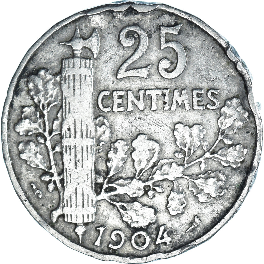 Monnaie, France, Patey, 25 Centimes, 1904, B+, Nickel, Gadoury:364, KM:856