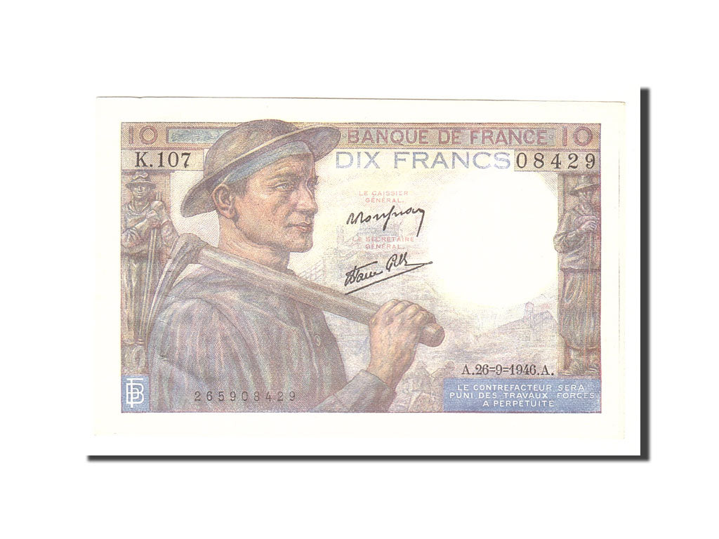 Biljet, Frankrijk, 10 Francs, 1946, 1946-09-26, SUP, Fayette:8.15, KM:99e