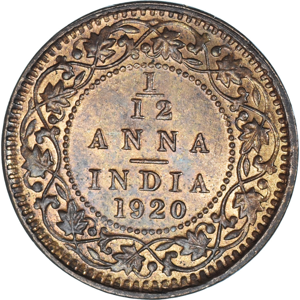 Monnaie, Inde britannique, George V, 1/12 Anna, 1 Pie, 1920, SUP+, Bronze