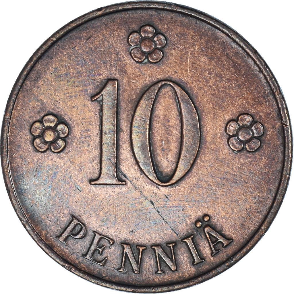 Coin, Finland, 10 Pennia, 1919, AU(50-53), Copper, KM:24