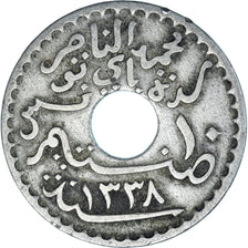 Coin, Tunisia, Muhammad al-Nasir Bey, 10 Centimes, 1920, Paris, EF(40-45)