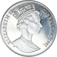 Coin, Gibraltar, Elizabeth II, Crown, 1991, MS(63), Copper-nickel, KM:86