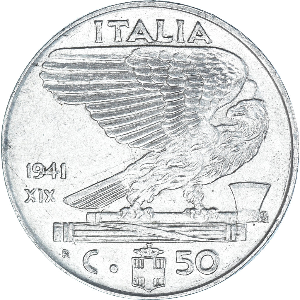 Moeda, Itália, Vittorio Emanuele III, 50 Centesimi, 1941, Rome, VF(20-25), Aço
