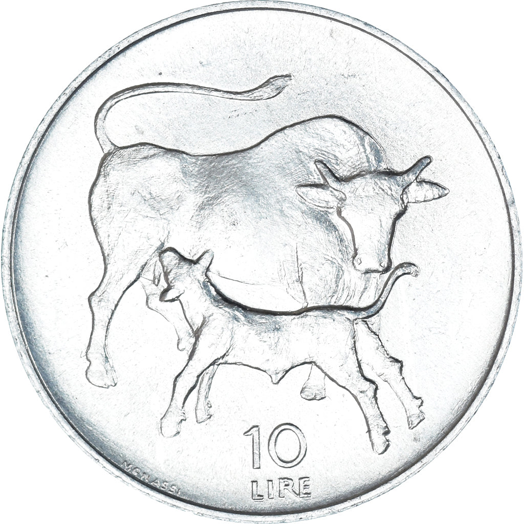 Moeda, San Marino, 10 Lire, 1972, Rome, AU(55-58), Alumínio, KM:17