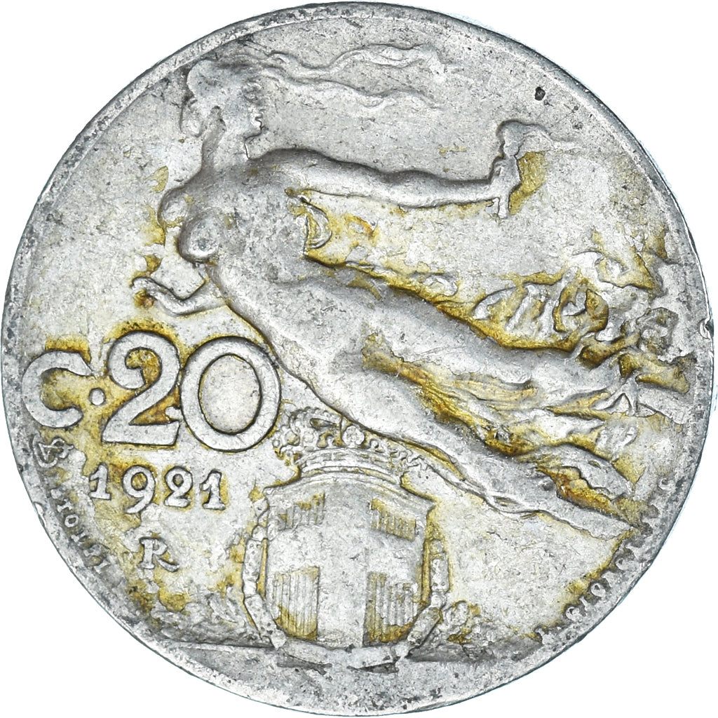 Moeda, Itália, Vittorio Emanuele III, 20 Centesimi, 1921, Rome, VF(20-25)
