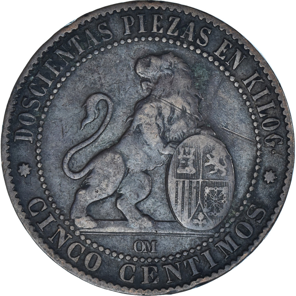 Moneda, España, Provisional Government, 5 Centimos, 1870, Provisional
