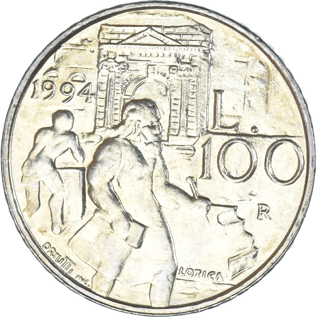 Coin, San Marino, 100 Lire, 1994, Rome, MS(65-70), Copper-nickel, KM:312