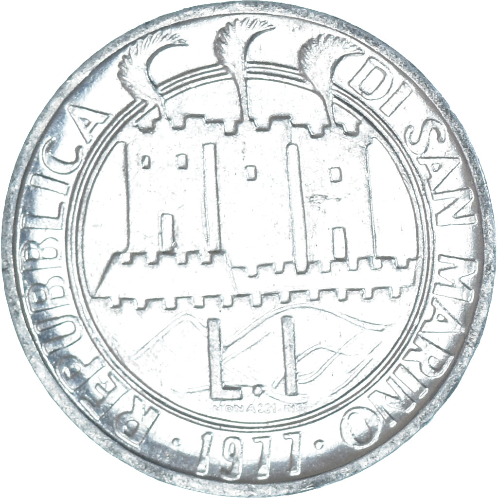 Moneda, San Marino, Lira, 1977, F.A.O., MBC+, Aluminio, KM:63