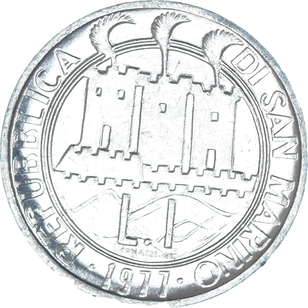Moneda, San Marino, Lira, 1977, F.A.O., MBC, Aluminio, KM:63