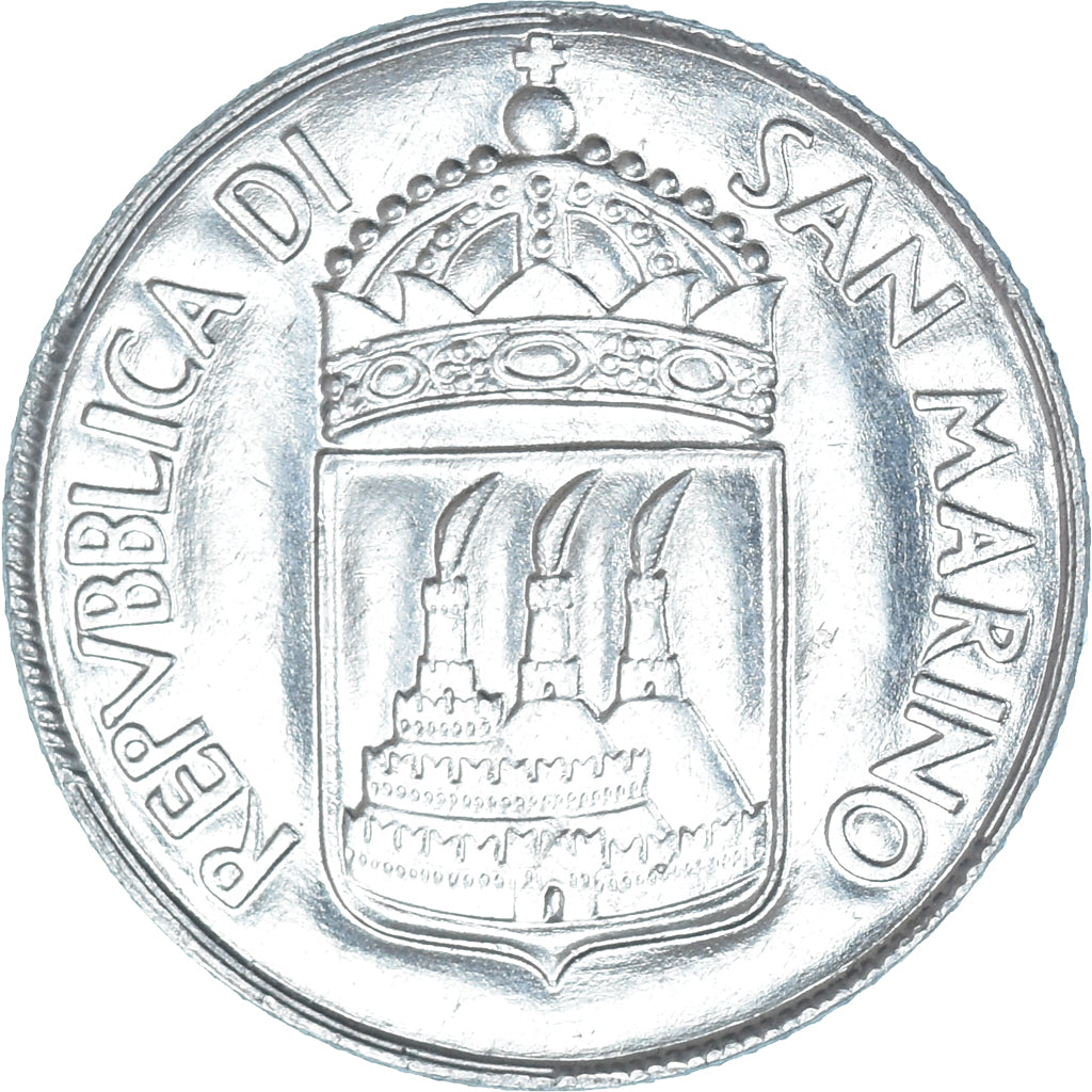 Moeda, San Marino, 2 Lire, 1973, Rome, AU(55-58), Alumínio, KM:23