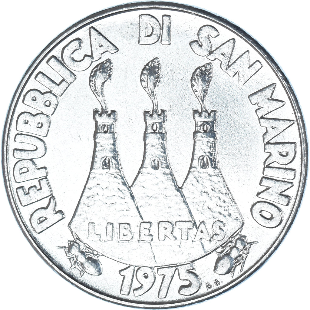 Moeda, San Marino, 50 Lire, 1975, Rome, FDC, MS(63), Aço, KM:45