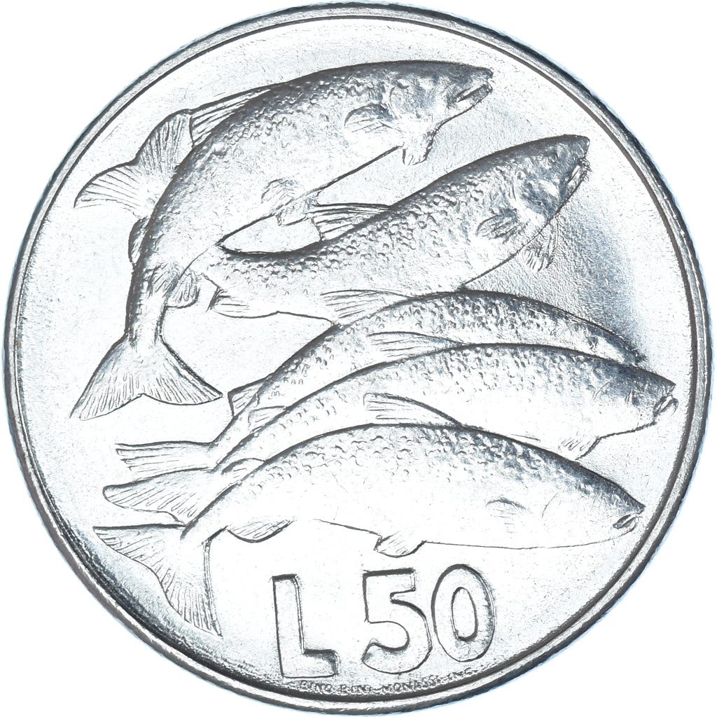 Moeda, San Marino, 50 Lire, 1975, Rome, FDC, MS(63), Aço, KM:45