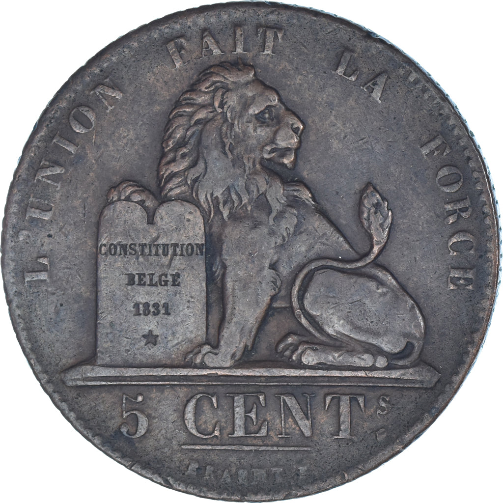 Coin, Belgium, Leopold I, 5 Centimes, 1833, Brussels, EF(40-45), Copper, KM:5.1