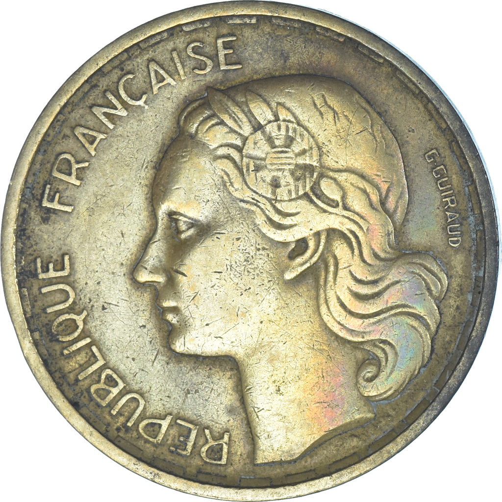 Moneta, Francia, Guiraud, 20 Francs, 1950, Paris, MB+, Alluminio-bronzo