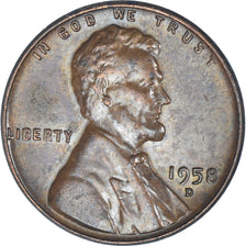 Monnaie, États-Unis, Lincoln Cent, Cent, 1958, U.S. Mint, Denver, TTB+, Laiton