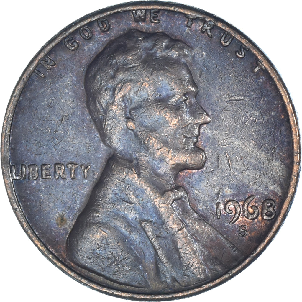 Moneda, Estados Unidos, Lincoln Cent, Cent, 1968, U.S. Mint, San Francisco, MBC