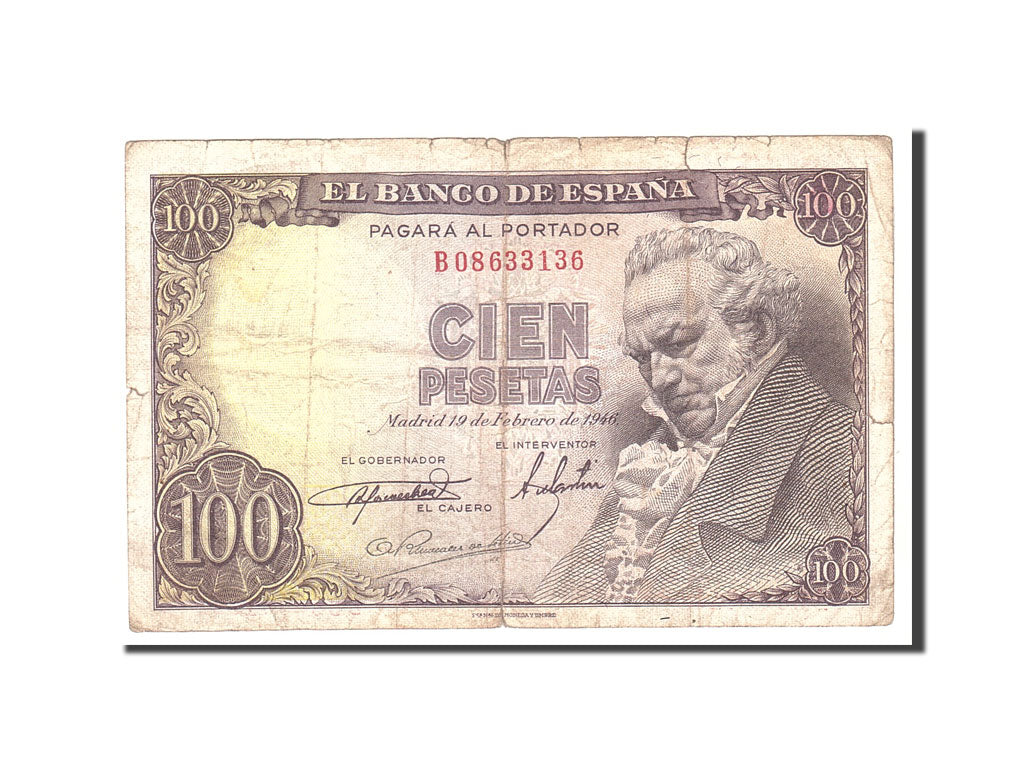 Espagne, 100 Pesetas, 1946, KM:131a, 1946-02-19, TB