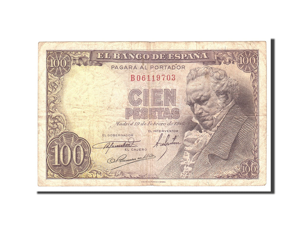 Banknote, Spain, 100 Pesetas, 1946, 1946-02-19, KM:131a, VF(20-25)