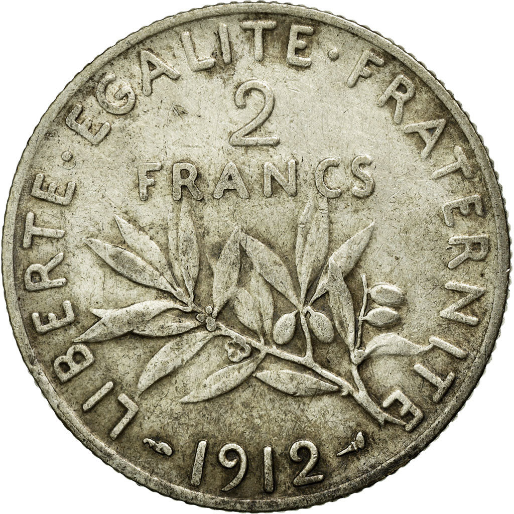 Coin, France, Semeuse, 2 Francs, 1912, Paris, EF(40-45), Silver, Gadoury:532