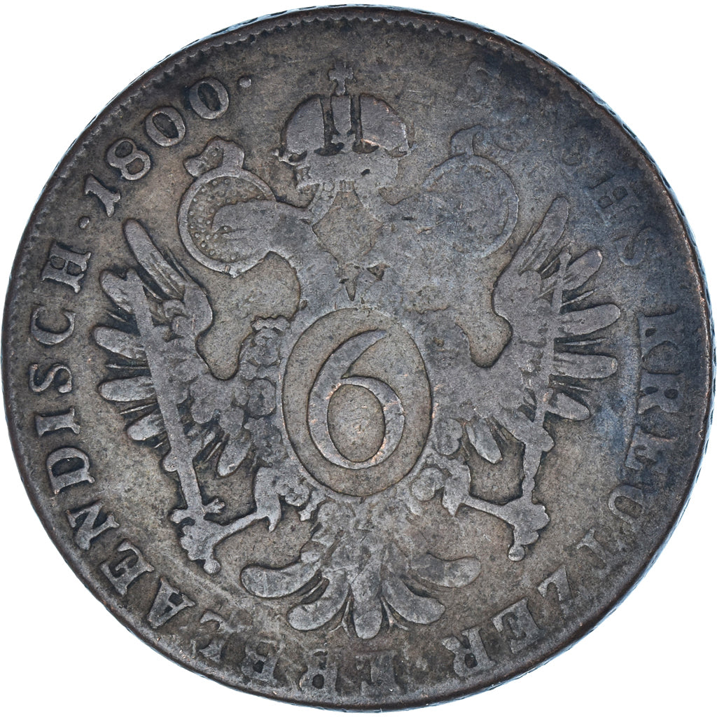 Moneta, Austria, Franz II (I), 6 Kreuzer, 1800, Vienna, VF(20-25), Miedź