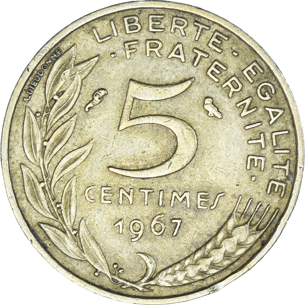 Coin, France, Marianne, 5 Centimes, 1967, Paris, EF(40-45), Aluminum-Bronze