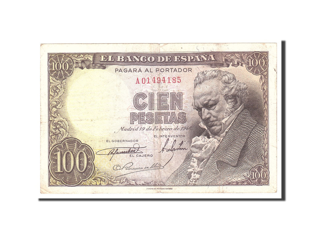Banknote, Spain, 100 Pesetas, 1946, 1946-02-19, KM:131a, VF(20-25)
