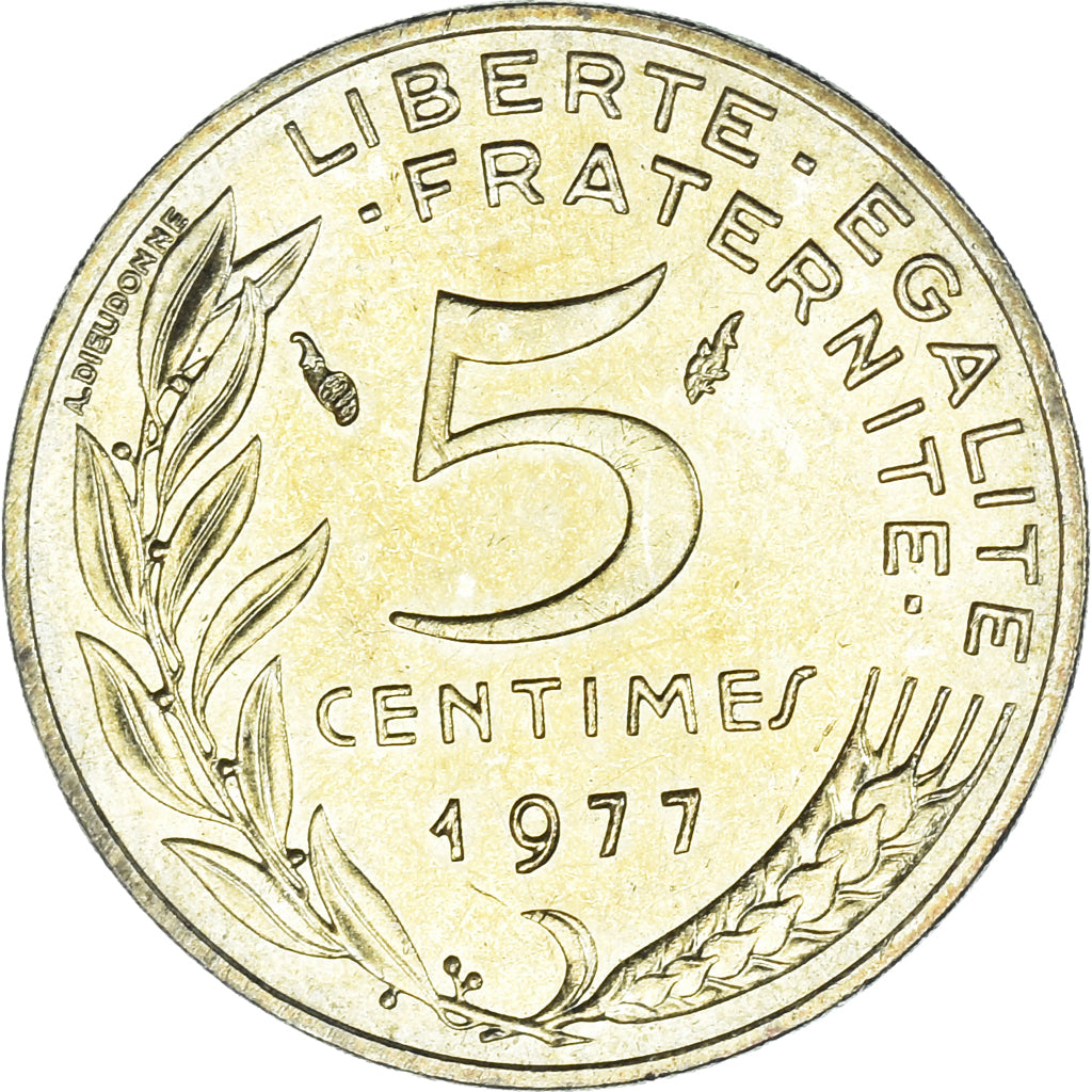 Münze, Frankreich, Marianne, 5 Centimes, 1977, Paris, UNZ, Aluminum-Bronze