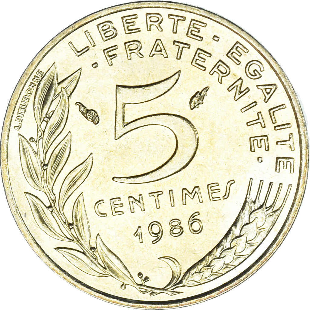 Coin, France, Marianne, 5 Centimes, 1986, Paris, MS(60-62), Aluminum-Bronze