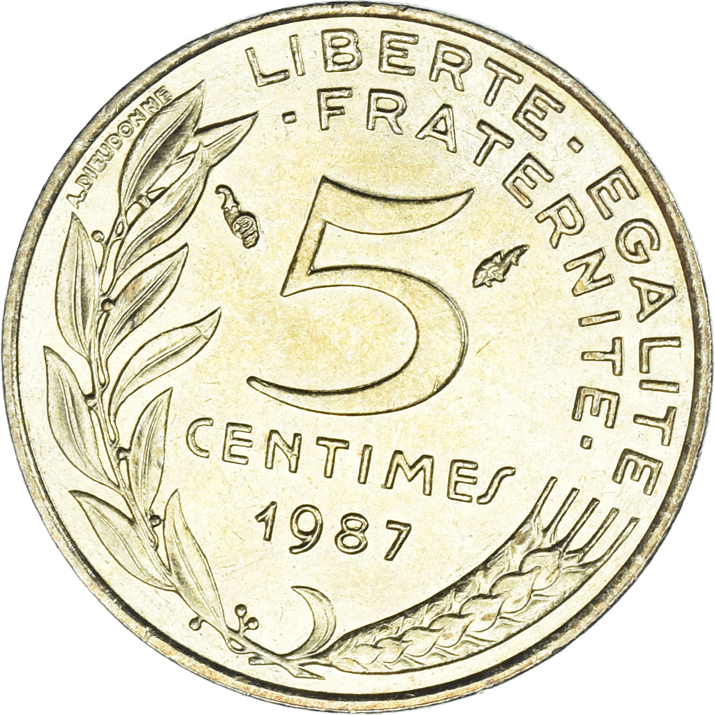 Münze, Frankreich, Marianne, 5 Centimes, 1987, Paris, UNZ, Aluminum-Bronze