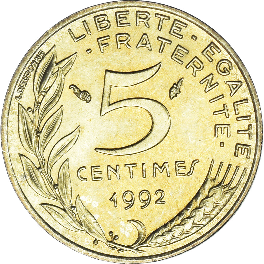 Coin, France, Marianne, 5 Centimes, 1992, Paris, MS(63), Aluminum-Bronze