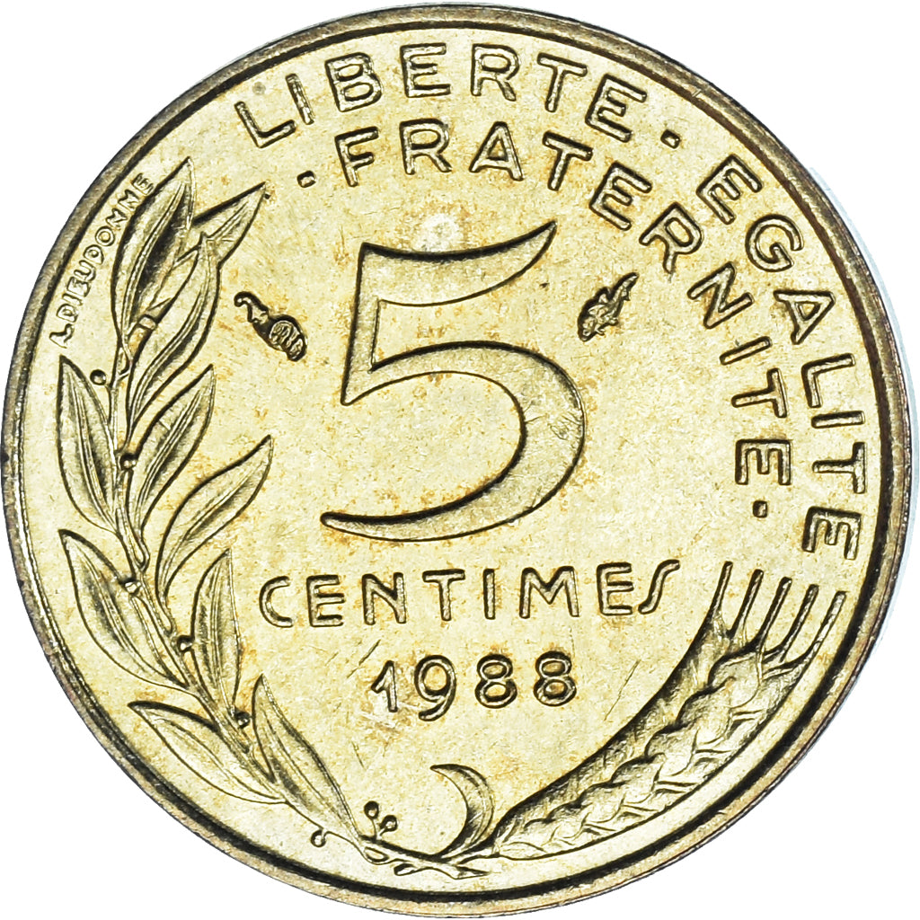 Coin, France, Marianne, 5 Centimes, 1988, Paris, MS(63), Aluminum-Bronze