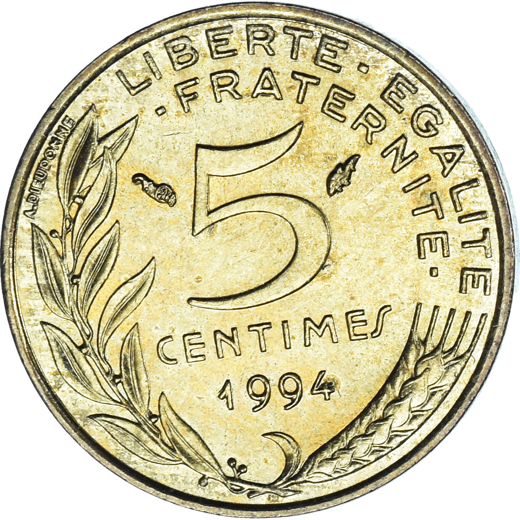 Münze, Frankreich, Marianne, 5 Centimes, 1994, Paris, UNZ, Aluminum-Bronze