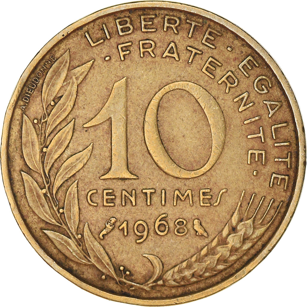 Coin, France, Marianne, 10 Centimes, 1968, Paris, EF(40-45), Aluminum-Bronze
