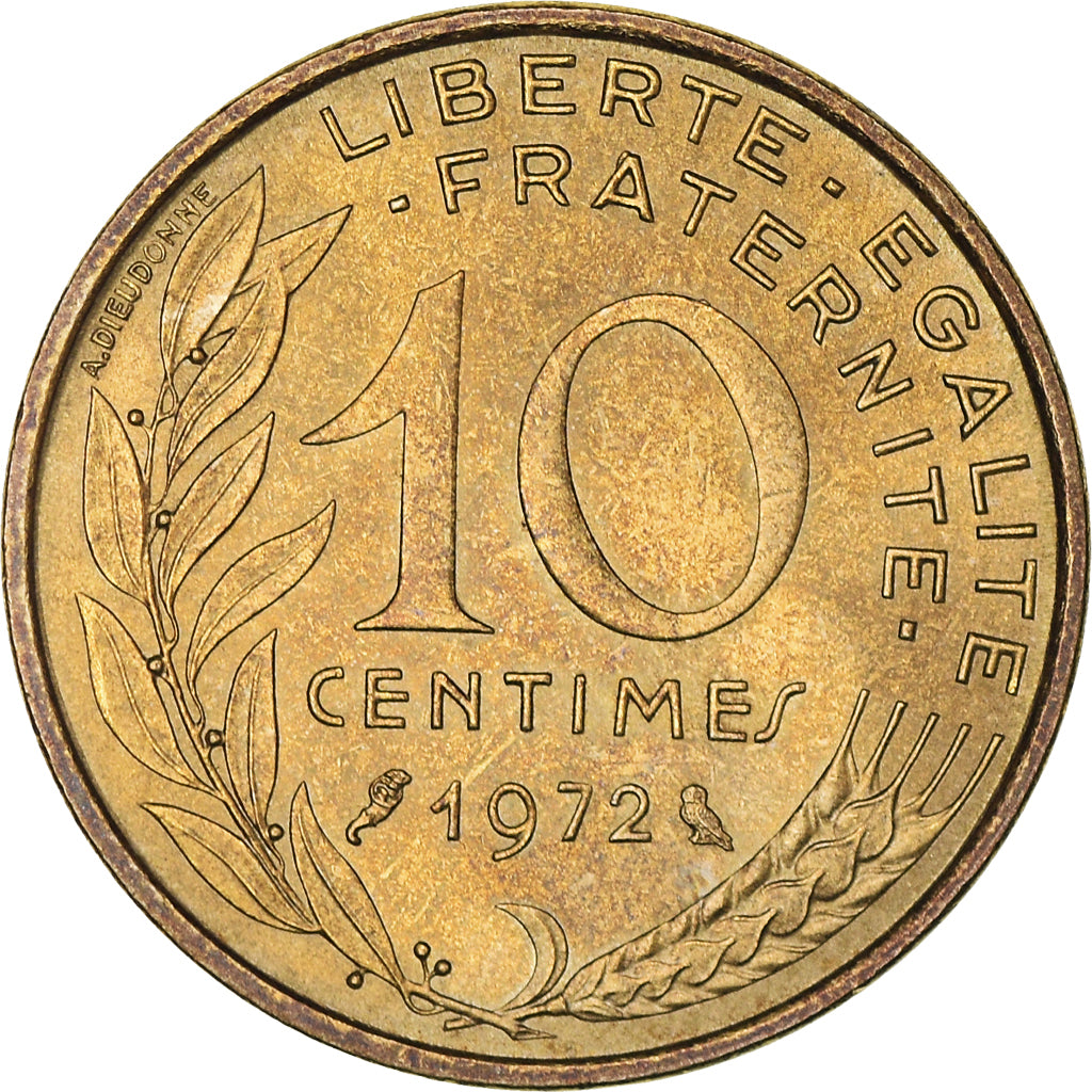 Coin, France, Marianne, 10 Centimes, 1972, Paris, AU(50-53), Aluminum-Bronze