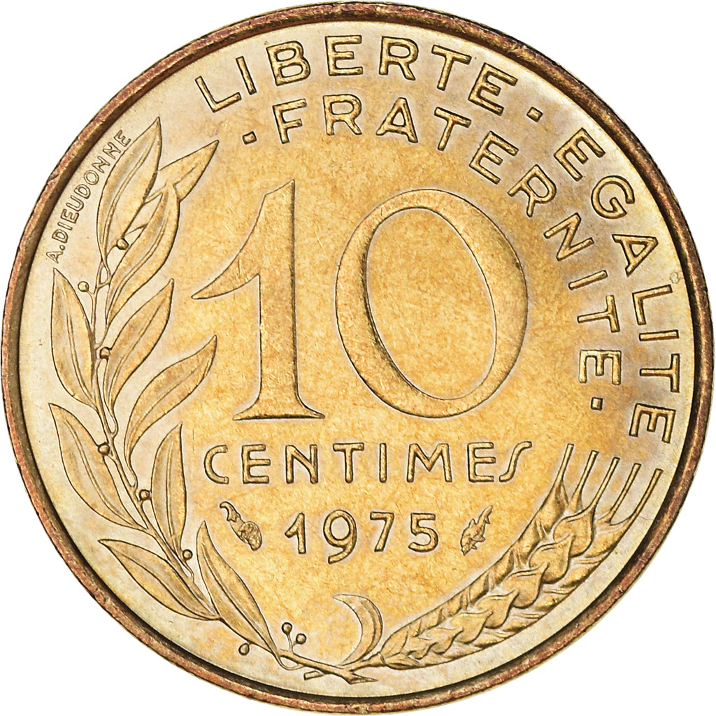 Coin, France, Marianne, 10 Centimes, 1975, Paris, MS(63), Aluminum-Bronze