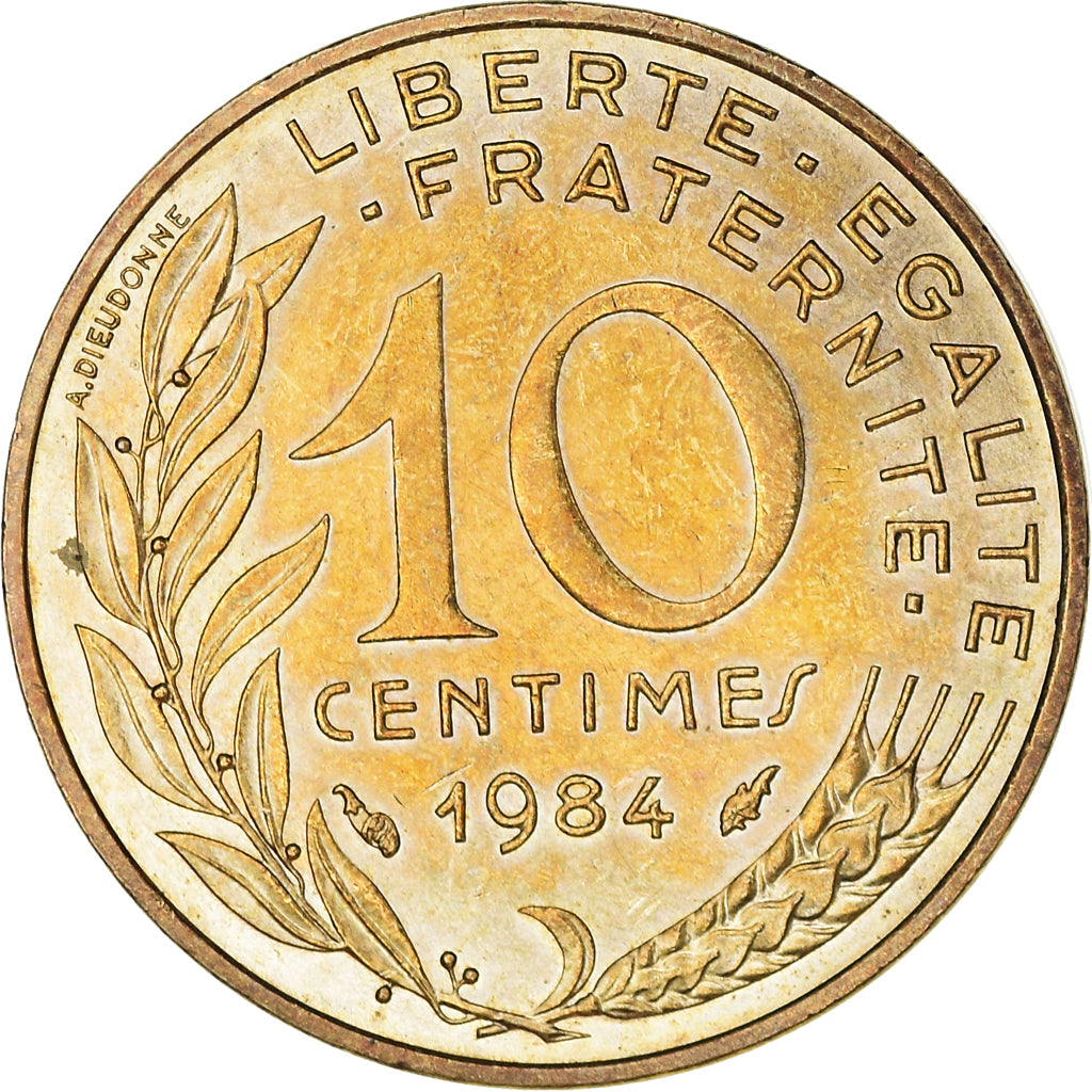 Munten, Frankrijk, Marianne, 10 Centimes, 1984, Paris, ZF+, Aluminum-Bronze