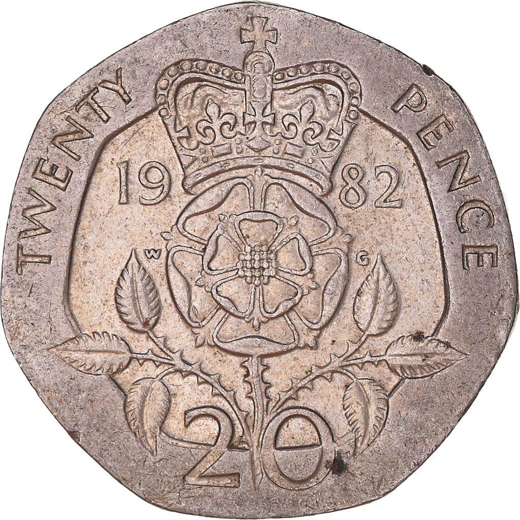 Moeda, Grã-Bretanha, Elizabeth II, 20 Pence, 1982, EF(40-45), Cobre-níquel