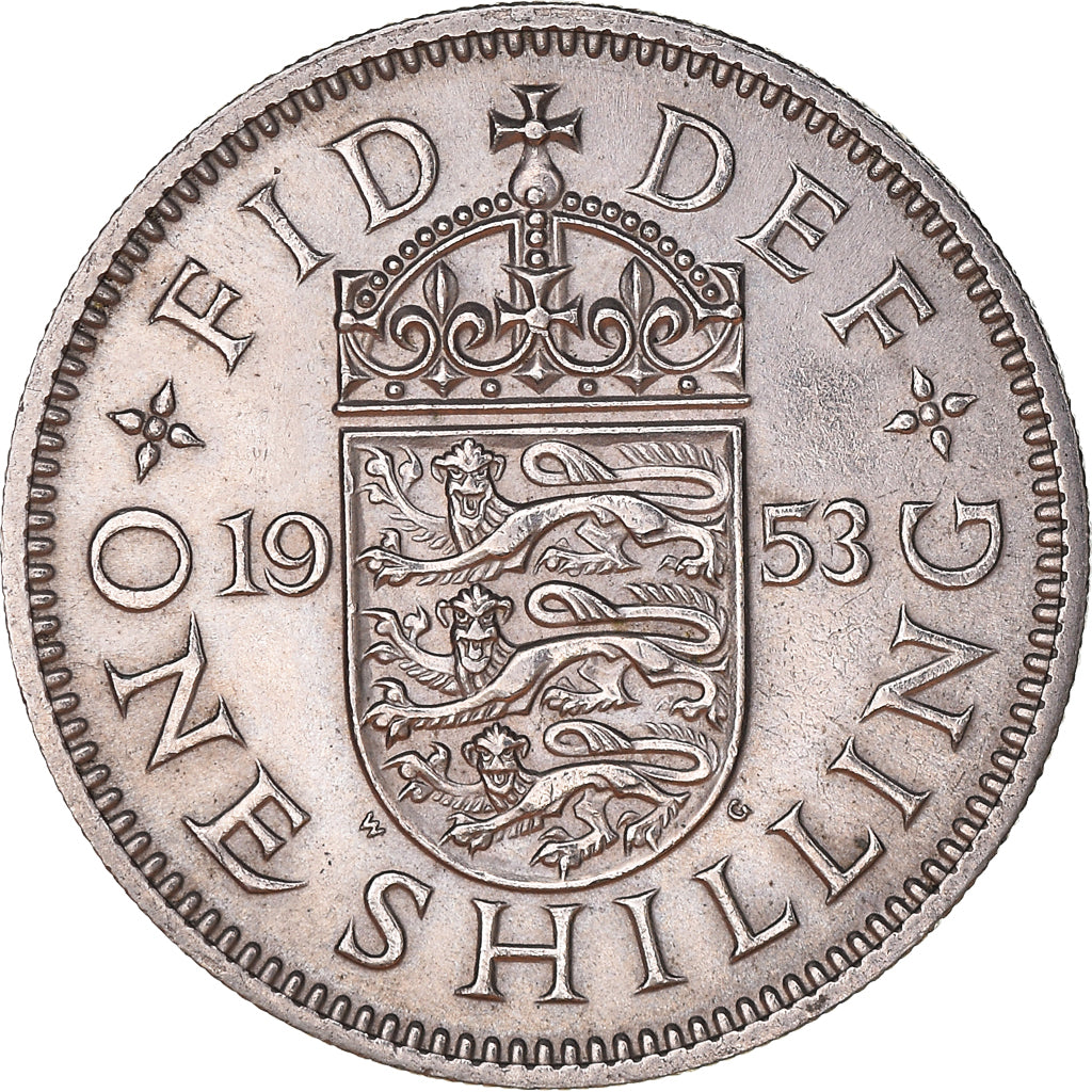 Coin, Great Britain, Elizabeth II, Shilling, 1953, VF(30-35), Copper-nickel