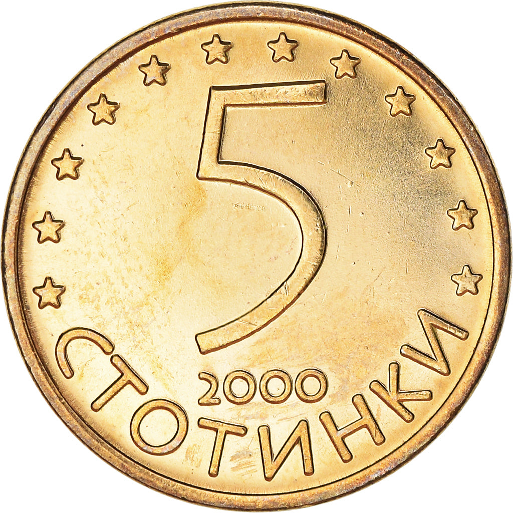 Coin, Bulgaria, 5 Stotinki, 2000, AU(50-53), Aluminum-Bronze, KM:239